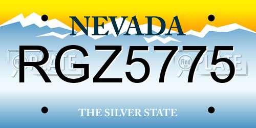 RGZ5775 Nevada License Plate