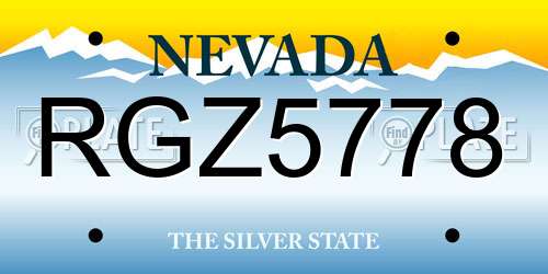 RGZ5778 Nevada License Plate