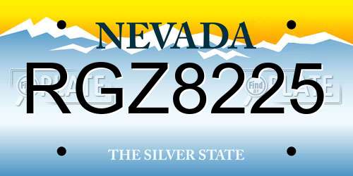 RGZ8225 Nevada License Plate