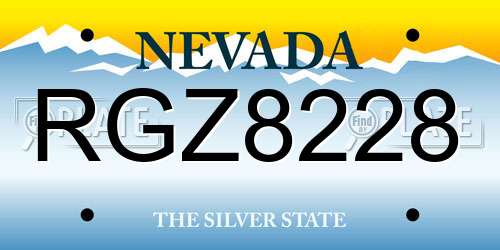 RGZ8228 Nevada License Plate