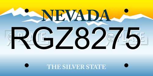 RGZ8275 Nevada License Plate