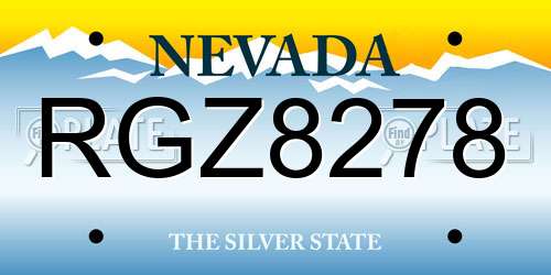 RGZ8278 Nevada License Plate