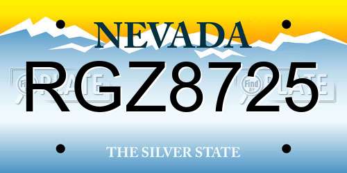 RGZ8725 Nevada License Plate