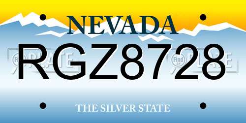 RGZ8728 Nevada License Plate