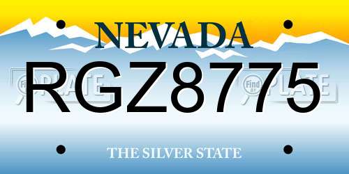 RGZ8775 Nevada License Plate