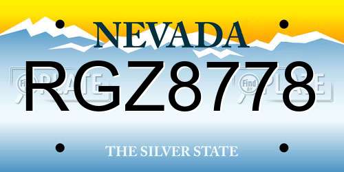 RGZ8778 Nevada License Plate