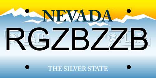 RGZBZZB Nevada License Plate