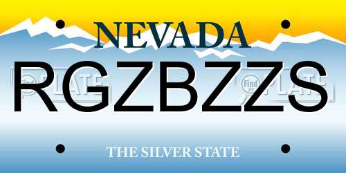 RGZBZZS Nevada License Plate