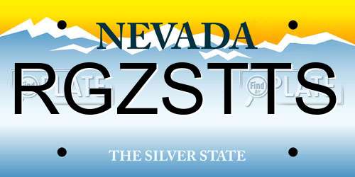 RGZSTTS Nevada License Plate