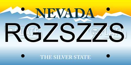 RGZSZZS Nevada License Plate