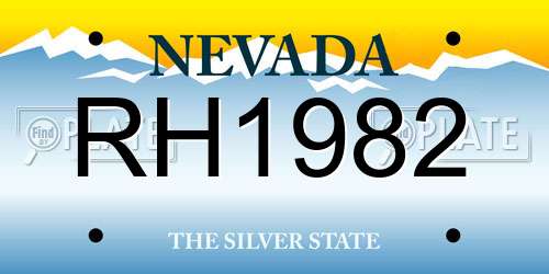 RH1982 Nevada License Plate