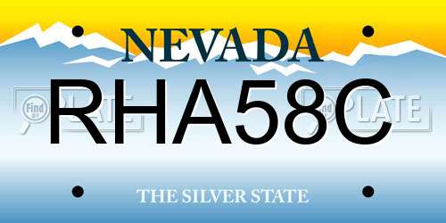 RHA58C Nevada License Plate