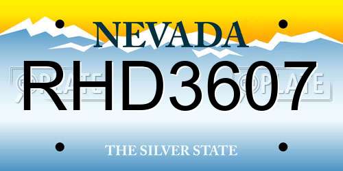 RHD3607 Nevada License Plate
