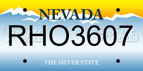 RHO3607 Nevada License Plate
