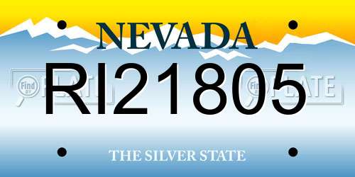 RI21805 Nevada License Plate
