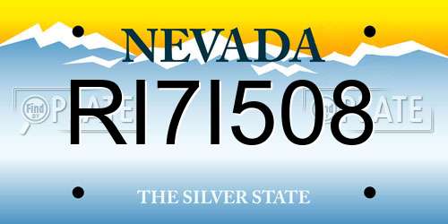 RI7I508 Nevada License Plate