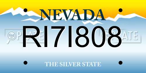 RI7I808 Nevada License Plate