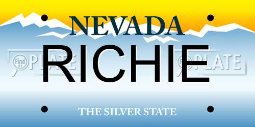 RICHIE Nevada License Plate