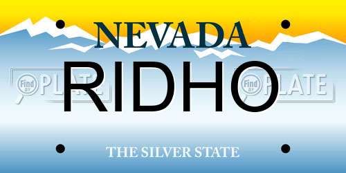 RIDHO Nevada License Plate