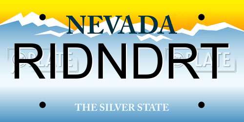 RIDNDRT Nevada License Plate