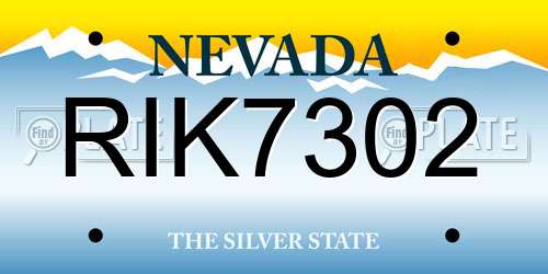 RIK7302 Nevada License Plate