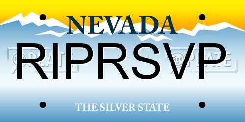 RIPRSVP Nevada License Plate