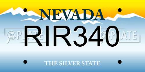 RIR340 Nevada License Plate