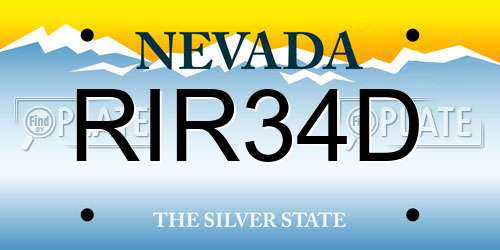 RIR34D Nevada License Plate