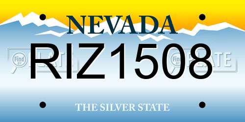RIZ1508 Nevada License Plate