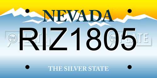 RIZ1805 Nevada License Plate