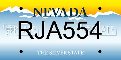 RJA554 Nevada License Plate