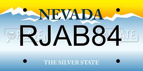 RJAB84 Nevada License Plate