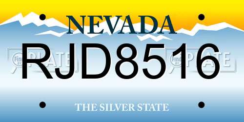 RJD8516 Nevada License Plate