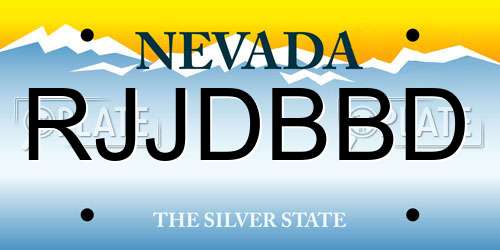 RJJDBBD Nevada License Plate