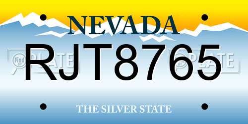 RJT8765 Nevada License Plate