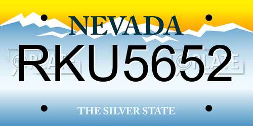 RKU5652 Nevada License Plate