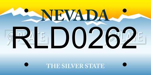 RLD0262 Nevada License Plate