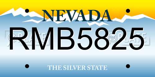 RMB5825 Nevada License Plate