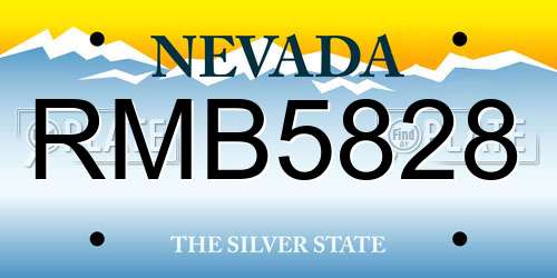 RMB5828 Nevada License Plate