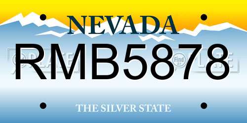 RMB5878 Nevada License Plate