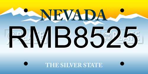 RMB8525 Nevada License Plate