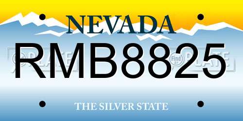 RMB8825 Nevada License Plate