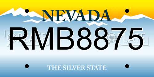 RMB8875 Nevada License Plate