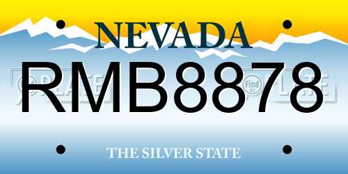 RMB8878 Nevada License Plate