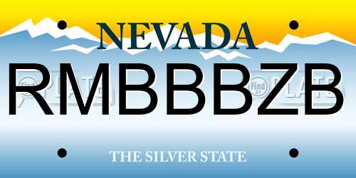 RMBBBZB Nevada License Plate