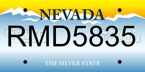 RMD5835 Nevada License Plate
