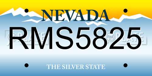 RMS5825 Nevada License Plate