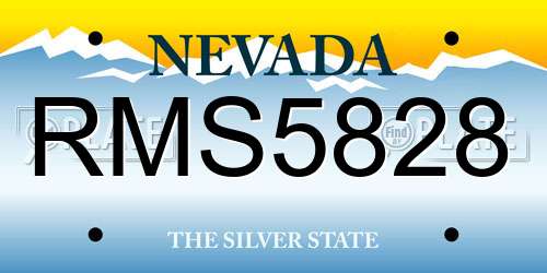 RMS5828 Nevada License Plate