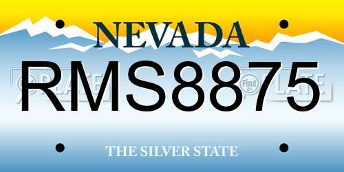 RMS8875 Nevada License Plate