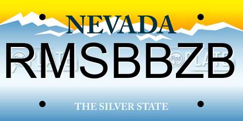 RMSBBZB Nevada License Plate